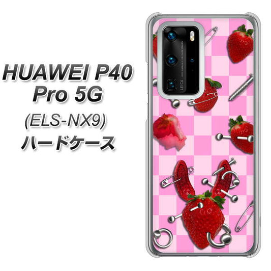 HUAWEI（ファーウェイ） P40 Pro 5G ELS-NX9 高画質仕上げ 背面印刷 ハードケース【AG832 苺パンク（ピンク）】