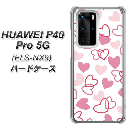 HUAWEI（ファーウェイ） P40 Pro 5G ELS-NX9 高画質仕上げ 背面印刷 ハードケース【VA929 ハートがいっぱい ピンク】