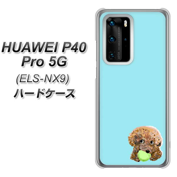 HUAWEI（ファーウェイ） P40 Pro 5G ELS-NX9 高画質仕上げ 背面印刷 ハードケース【YJ054 トイプードル＆ボール（ブルー）】