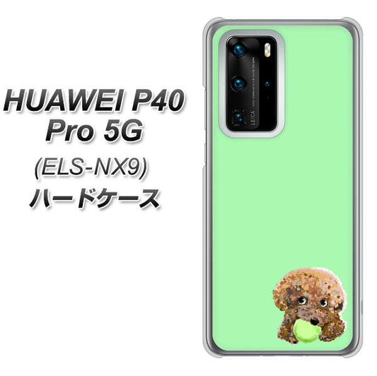 HUAWEI（ファーウェイ） P40 Pro 5G ELS-NX9 高画質仕上げ 背面印刷 ハードケース【YJ055 トイプードル＆ボール（グリーン）】