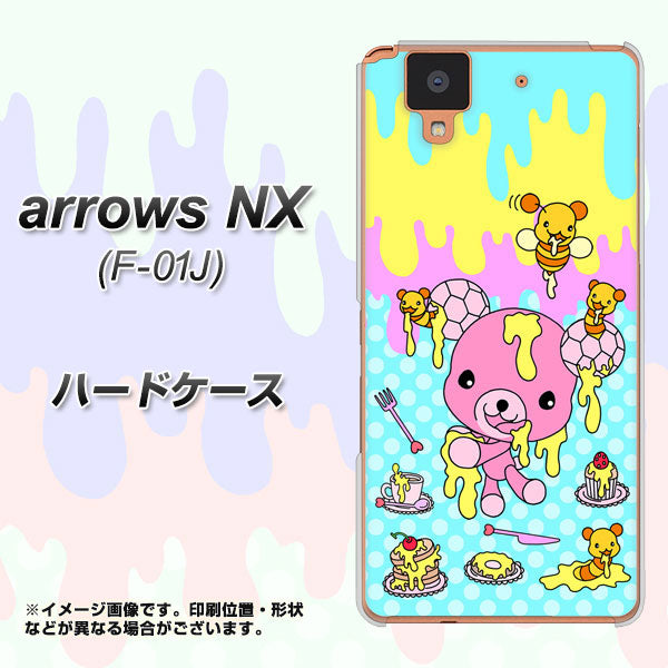 docomo アローズ NX F-01J 高画質仕上げ 背面印刷 ハードケース【AG821 ハニベア（水玉水色）】