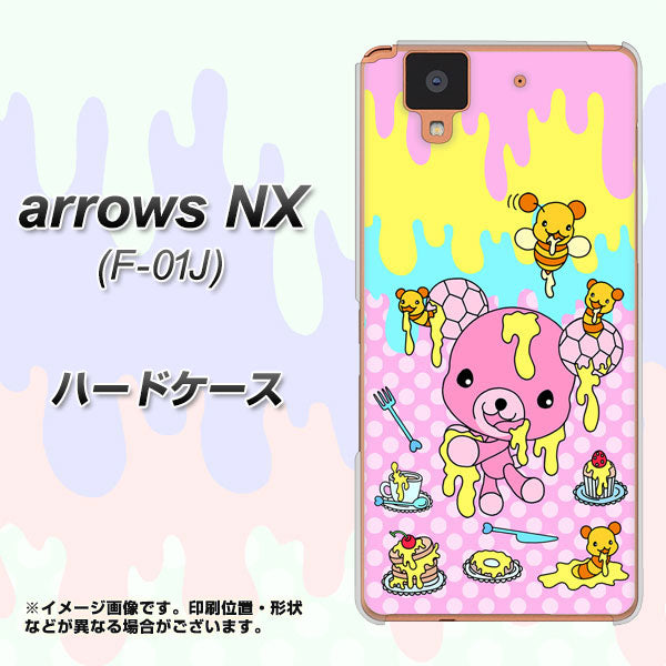 docomo アローズ NX F-01J 高画質仕上げ 背面印刷 ハードケース【AG822 ハニベア（水玉ピンク）】