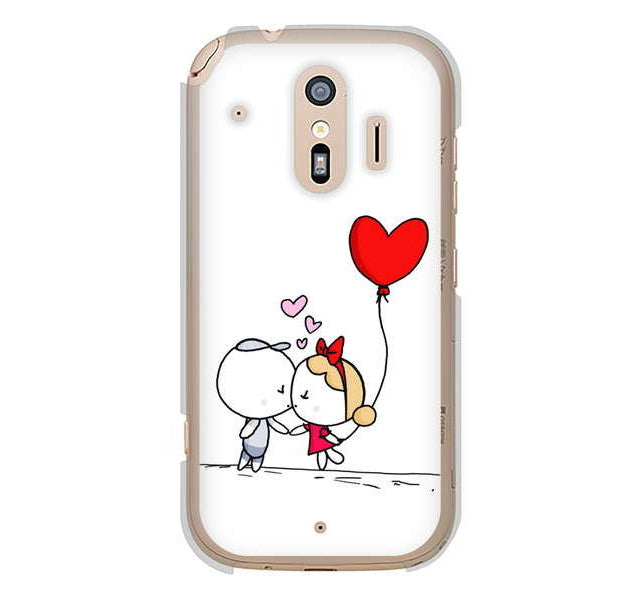 らくらくスマートフォン me F-01L docomo 高画質仕上げ 背面印刷 ハードケース カップル