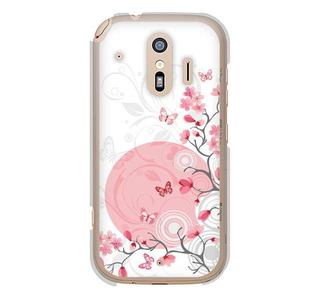 らくらくスマートフォン me F-01L docomo 高画質仕上げ 背面印刷 ハードケース バタフライ