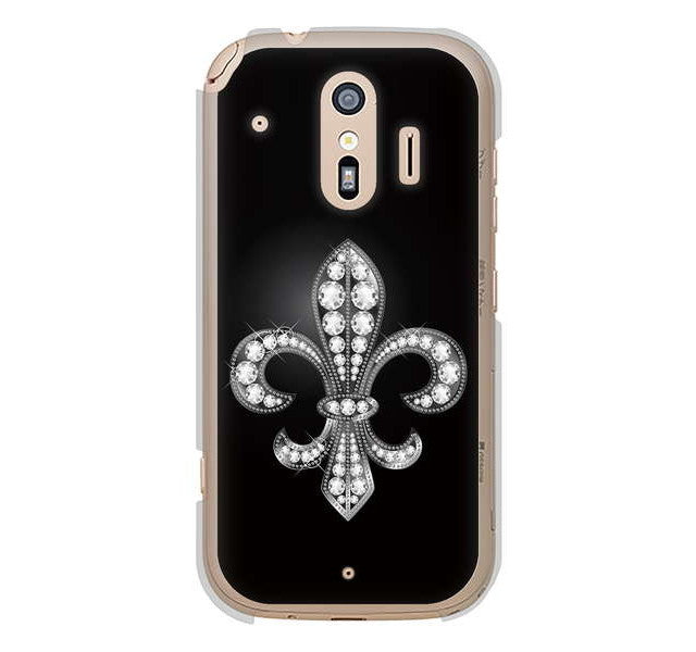 らくらくスマートフォン me F-01L docomo 高画質仕上げ 背面印刷 ハードケース 【042 ラインストーン風の印刷ゴージャスユリ】