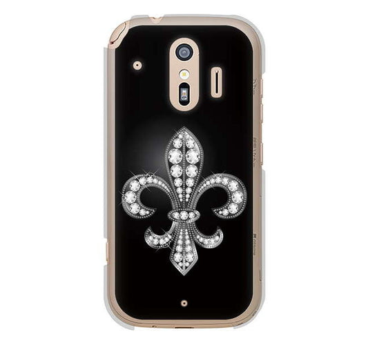 らくらくスマートフォン me F-01L docomo 高画質仕上げ 背面印刷 ハードケース 【042 ラインストーン風の印刷ゴージャスユリ】