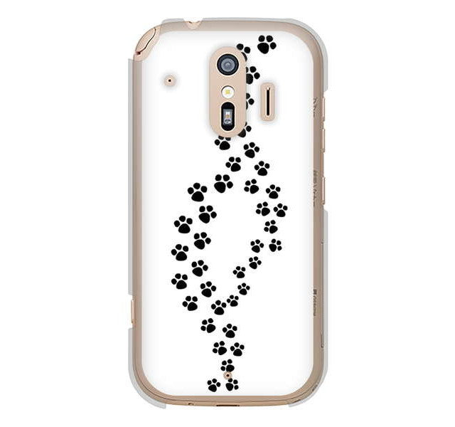 らくらくスマートフォン me F-01L docomo 高画質仕上げ 背面印刷 ハードケース 【066 あしあと】