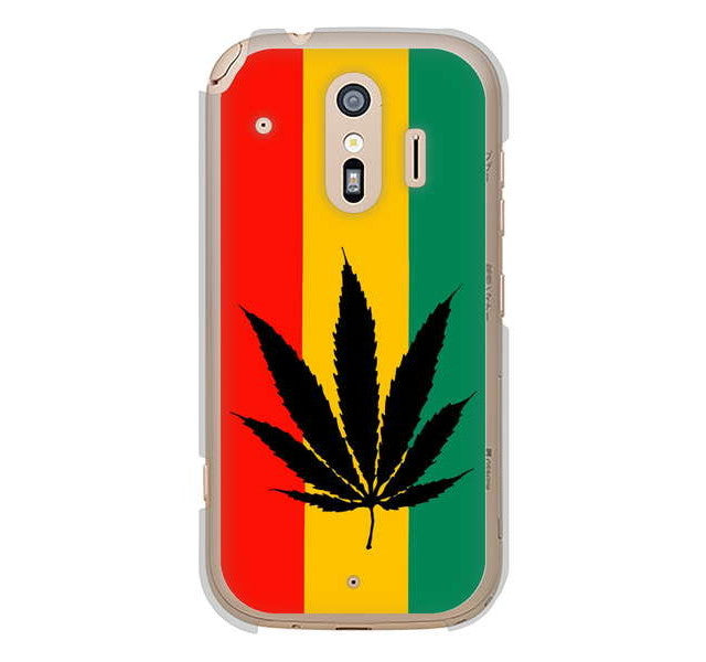 らくらくスマートフォン me F-01L docomo 高画質仕上げ 背面印刷 ハードケース 【083 大麻ラスタカラー】