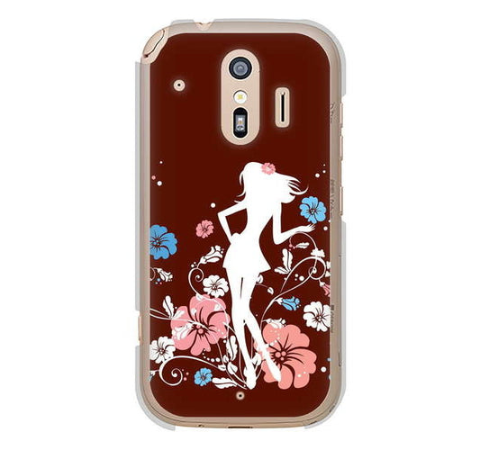 らくらくスマートフォン me F-01L docomo 高画質仕上げ 背面印刷 ハードケース 【110 ハイビスカスと少女】