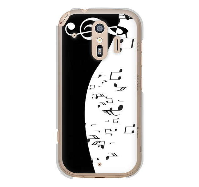 らくらくスマートフォン me F-01L docomo 高画質仕上げ 背面印刷 ハードケース 音符