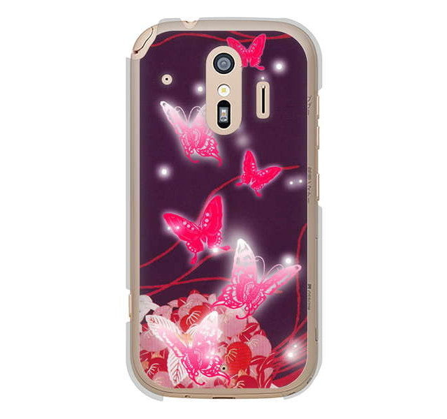 らくらくスマートフォン me F-01L docomo 高画質仕上げ 背面印刷 ハードケース バタフライ