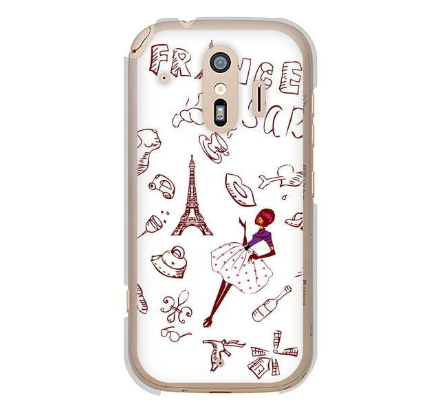 らくらくスマートフォン me F-01L docomo 高画質仕上げ 背面印刷 ハードケース LOVE フランス