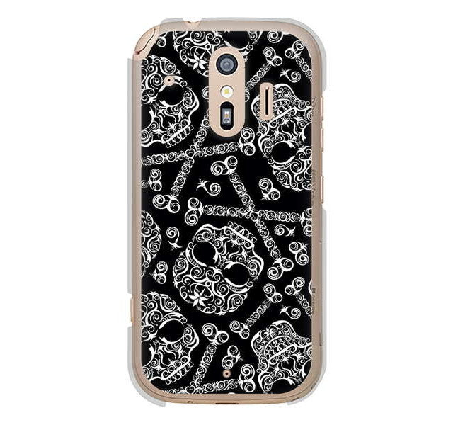 らくらくスマートフォン me F-01L docomo 高画質仕上げ 背面印刷 ハードケース 【363 ドクロの刺青】