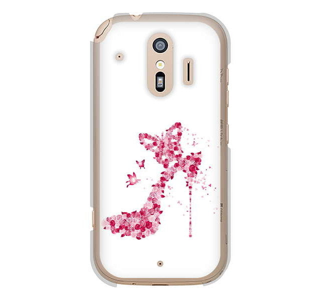 らくらくスマートフォン me F-01L docomo 高画質仕上げ 背面印刷 ハードケース 【387 薔薇のハイヒール】