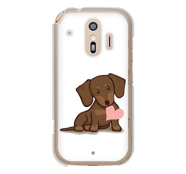 らくらくスマートフォン me F-01L docomo 高画質仕上げ 背面印刷 ハードケース 【394 I love ダックス】