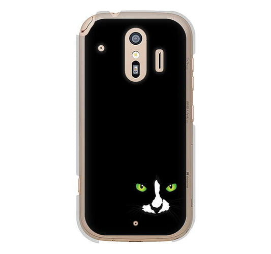 らくらくスマートフォン me F-01L docomo 高画質仕上げ 背面印刷 ハードケース 【398 黒ネコ】