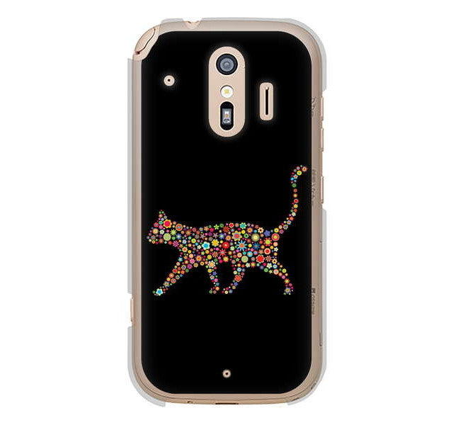 らくらくスマートフォン me F-01L docomo 高画質仕上げ 背面印刷 ハードケース 【406 カラフルキャット】