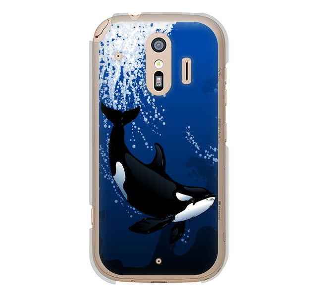 らくらくスマートフォン me F-01L docomo 高画質仕上げ 背面印刷 ハードケース 海の守り神
