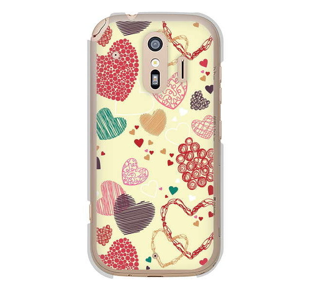 らくらくスマートフォン me F-01L docomo 高画質仕上げ 背面印刷 ハードケース 【480 素朴なハート】