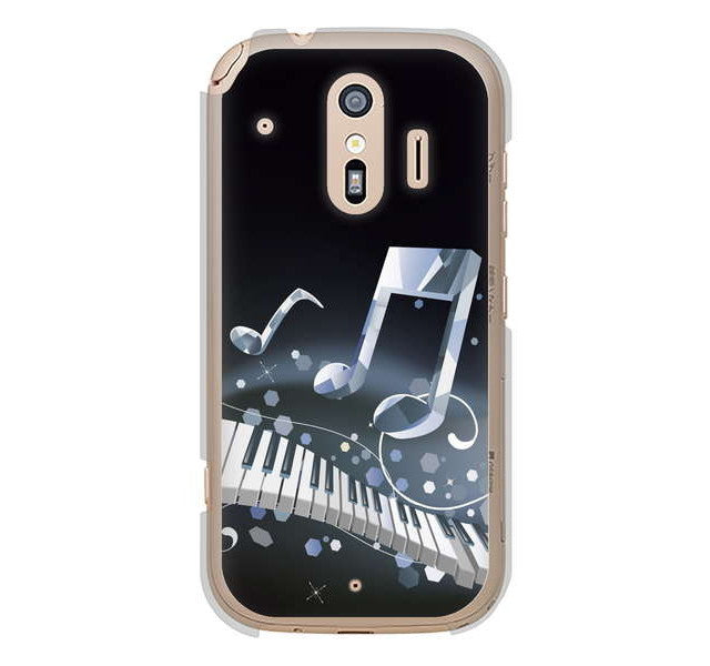 らくらくスマートフォン me F-01L docomo 高画質仕上げ 背面印刷 ハードケース 音符