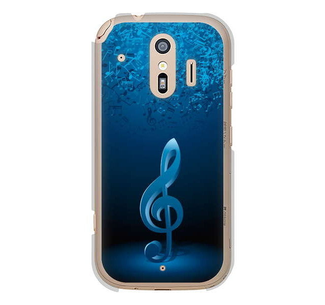 らくらくスマートフォン me F-01L docomo 高画質仕上げ 背面印刷 ハードケース 音符