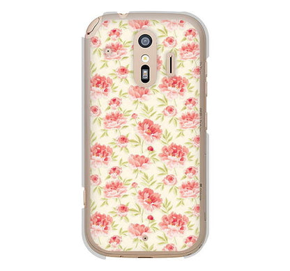 らくらくスマートフォン me F-01L docomo 高画質仕上げ 背面印刷 ハードケース 北欧の小花