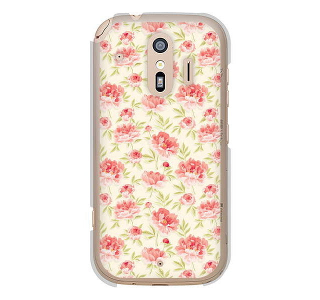 らくらくスマートフォン me F-01L docomo 高画質仕上げ 背面印刷 ハードケース 北欧の小花