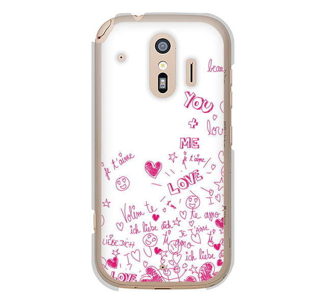 らくらくスマートフォン me F-01L docomo 高画質仕上げ 背面印刷 ハードケース プリティハート