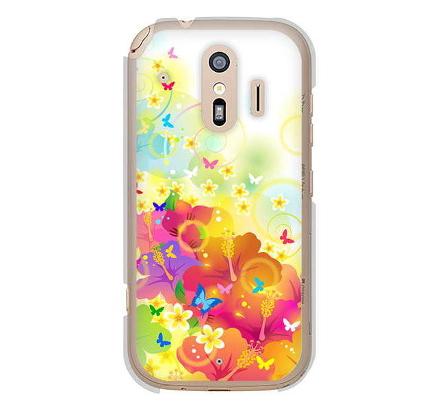らくらくスマートフォン me F-01L docomo 高画質仕上げ 背面印刷 ハードケース バタフライ