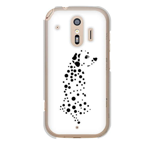 らくらくスマートフォン me F-01L docomo 高画質仕上げ 背面印刷 ハードケース 【1038 振り向くダルメシアン（WH）】