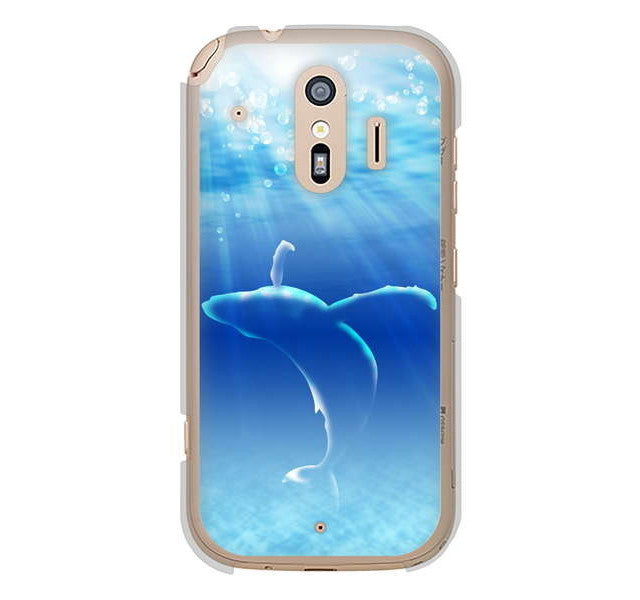 らくらくスマートフォン me F-01L docomo 高画質仕上げ 背面印刷 ハードケース 海の守り神