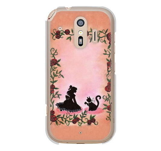 らくらくスマートフォン me F-01L docomo 高画質仕上げ 背面印刷 ハードケース お姫様とネコ