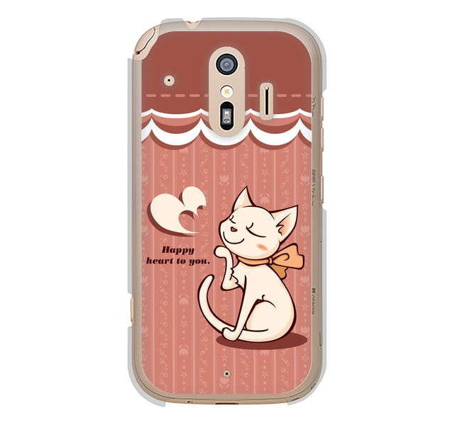 らくらくスマートフォン me F-01L docomo 高画質仕上げ 背面印刷 ハードケース 【1102 ネコの投げキッス】