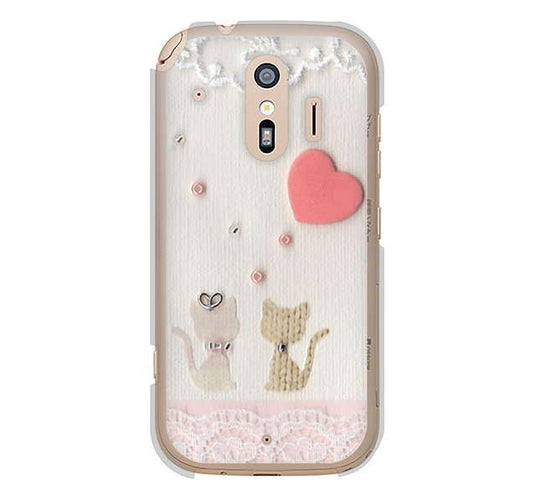 らくらくスマートフォン me F-01L docomo 高画質仕上げ 背面印刷 ハードケース クラフト写真ネコ