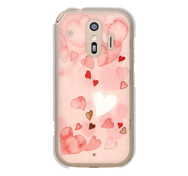 らくらくスマートフォン me F-01L docomo 高画質仕上げ 背面印刷 ハードケース 【1125 ハートの和紙】