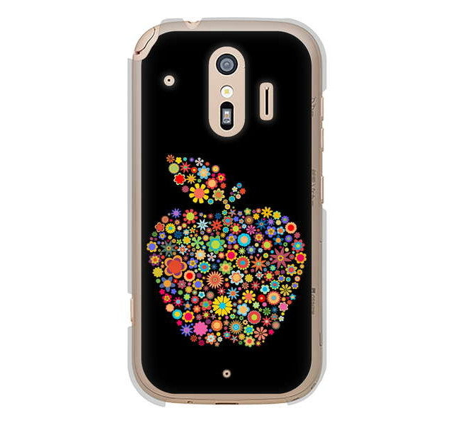 らくらくスマートフォン me F-01L docomo 高画質仕上げ 背面印刷 ハードケース 【1195 カラフルアップル】