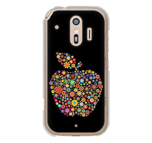 らくらくスマートフォン me F-01L docomo 高画質仕上げ 背面印刷 ハードケース 【1195 カラフルアップル】