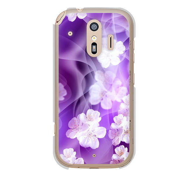 らくらくスマートフォン me F-01L docomo 高画質仕上げ 背面印刷 ハードケース 【1211 桜とパープルの風】