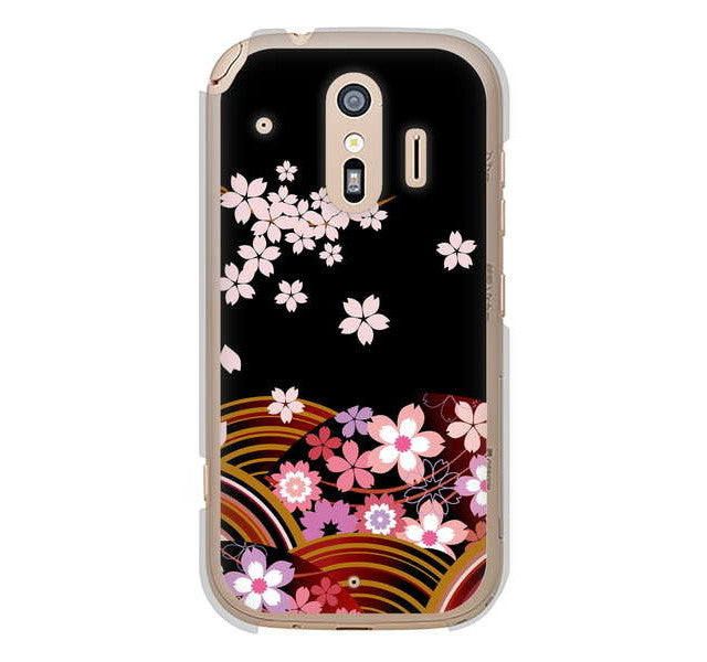 らくらくスマートフォン me F-01L docomo 高画質仕上げ 背面印刷 ハードケース 【1237 和柄＆筆文字・夜桜の宴】