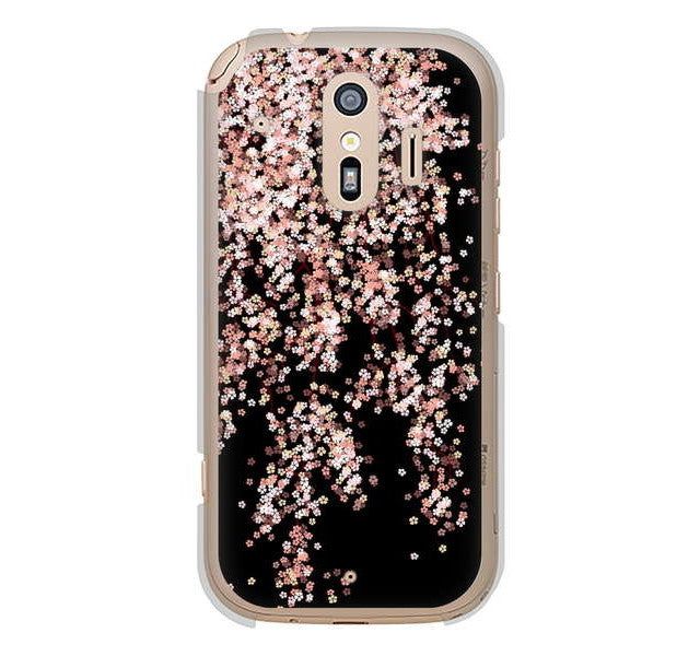 らくらくスマートフォン me F-01L docomo 高画質仕上げ 背面印刷 ハードケース 【1244 しだれ桜】