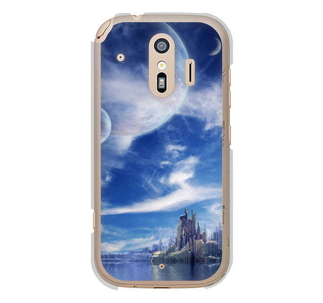 らくらくスマートフォン me F-01L docomo 高画質仕上げ 背面印刷 ハードケース 【1270 広がる宇宙】