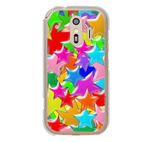 らくらくスマートフォン me F-01L docomo 高画質仕上げ 背面印刷 ハードケース 【1293 ランダムスター】