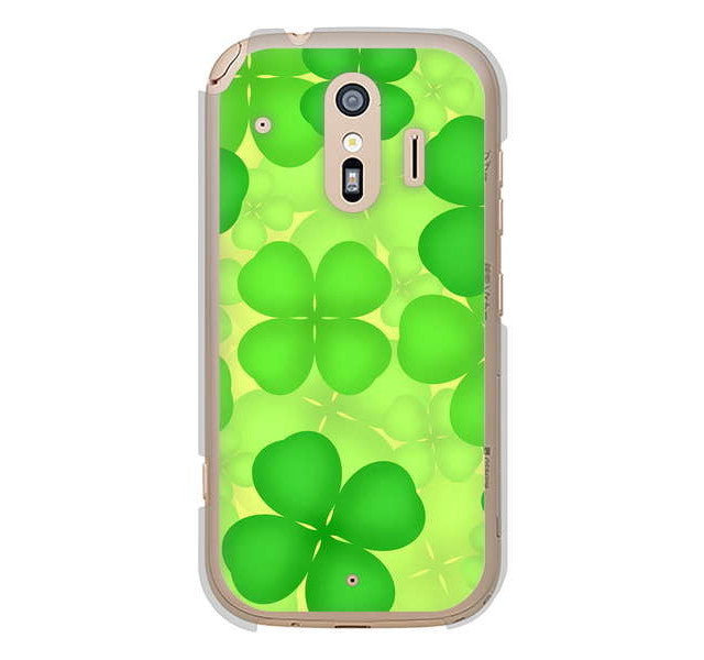 らくらくスマートフォン me F-01L docomo 高画質仕上げ 背面印刷 ハードケース 【1297 四つ葉のクローバー】