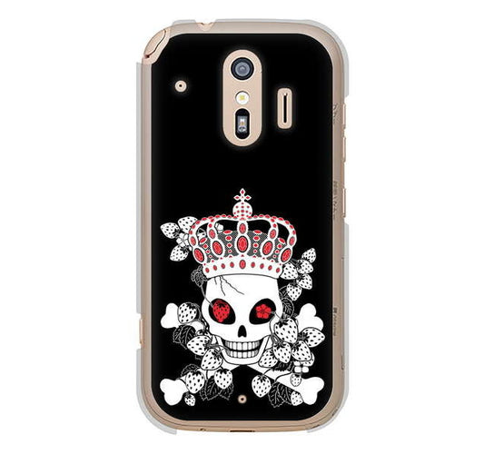 らくらくスマートフォン me F-01L docomo 高画質仕上げ 背面印刷 ハードケース むかいあぐる 苺骸骨王冠蔦