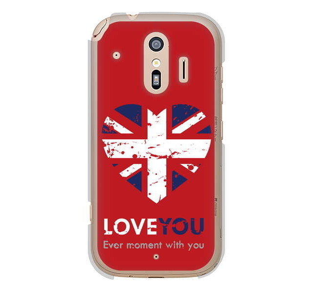 らくらくスマートフォン me F-01L docomo 高画質仕上げ 背面印刷 ハードケース ユニオンジャックハート