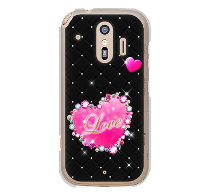 らくらくスマートフォン me F-01L docomo 高画質仕上げ 背面印刷 ハードケース スワロデコ風プリント
