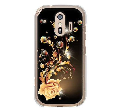 らくらくスマートフォン me F-01L docomo 高画質仕上げ 背面印刷 ハードケース ロマンチックなバラ