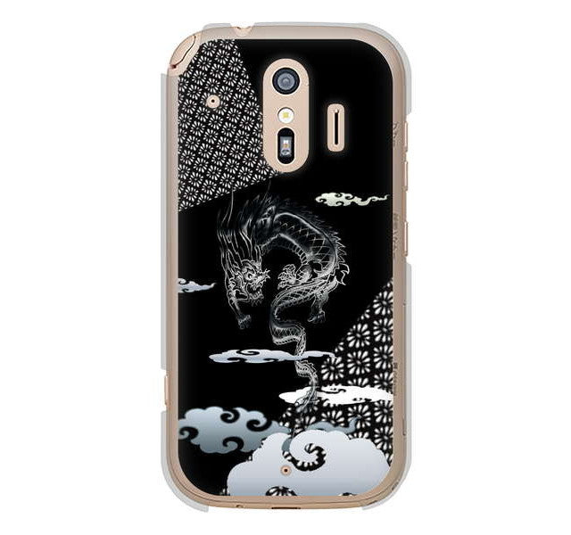 らくらくスマートフォン me F-01L docomo 高画質仕上げ 背面印刷 ハードケース 雲竜