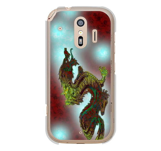 らくらくスマートフォン me F-01L docomo 高画質仕上げ 背面印刷 ハードケース 赤竜