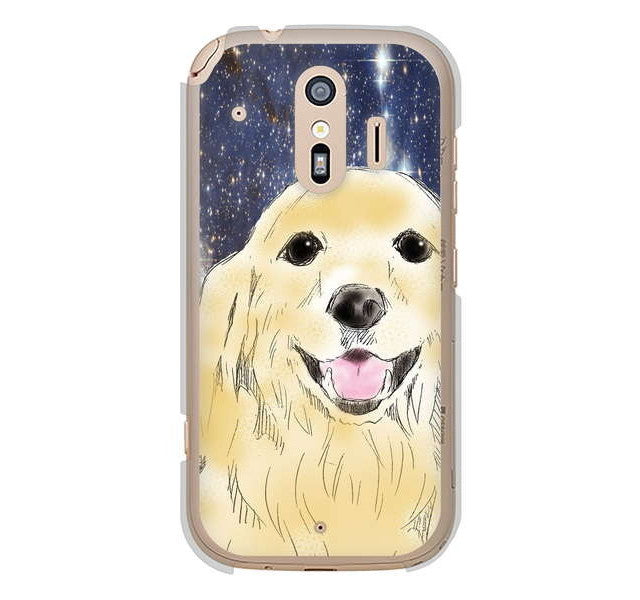 らくらくスマートフォン me F-01L docomo 高画質仕上げ 背面印刷 ハードケース ゴールデンレトリバー